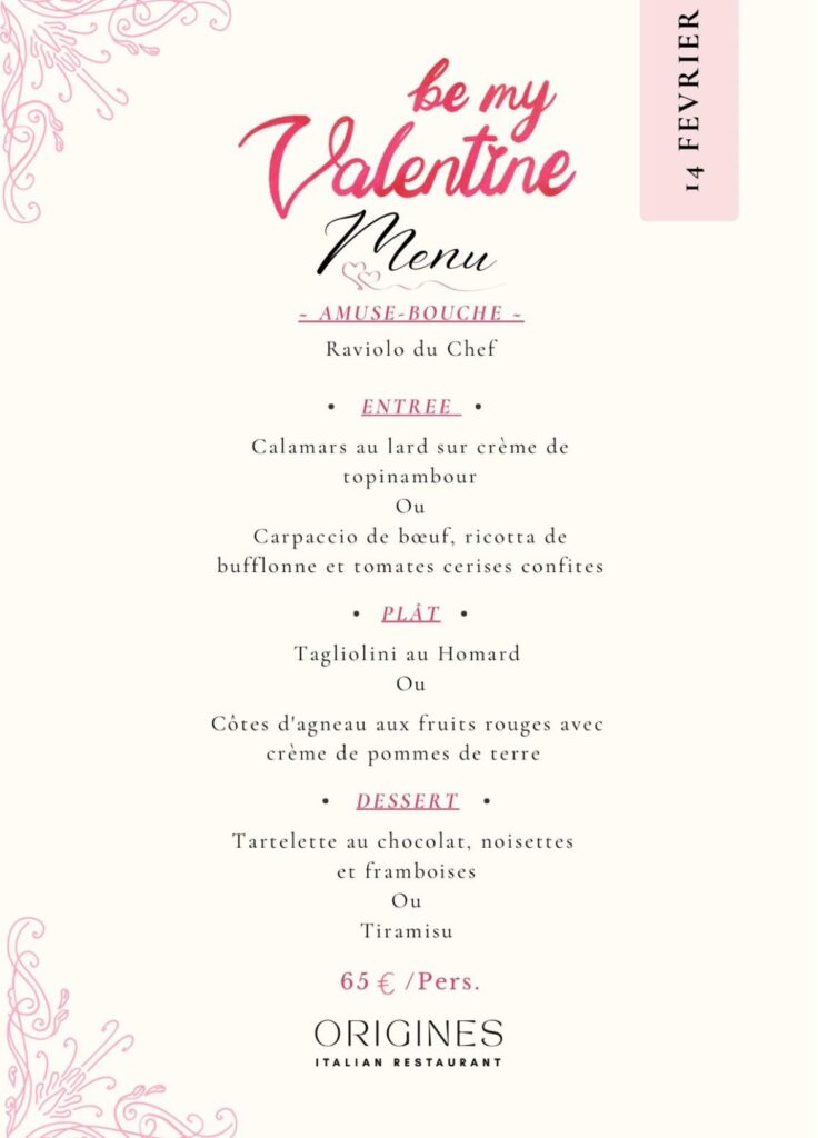 Programme Saint Valentin ORIGINES