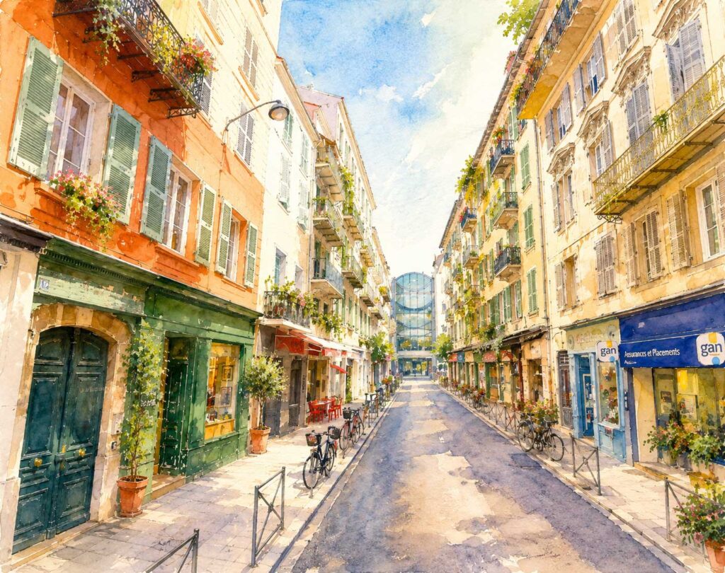 Aquarelle de la Rue Defly à Nice